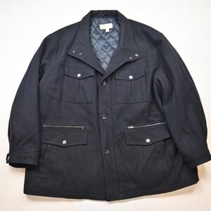 Michael Kors Mens 4XB 4XL‎ Navy Blue Military Peacoat Quilted Lined Mens Coat